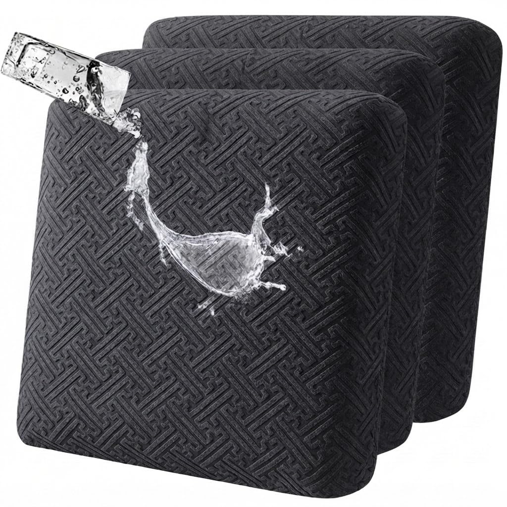LiveGo Outdoor Patio Cushion Covers, Washable Replacement Slipcovers for Outdoor Sofa & Couch Cushions, Soft & Durable Seat Protectors for Patio Furniture (3, Dark gray A)