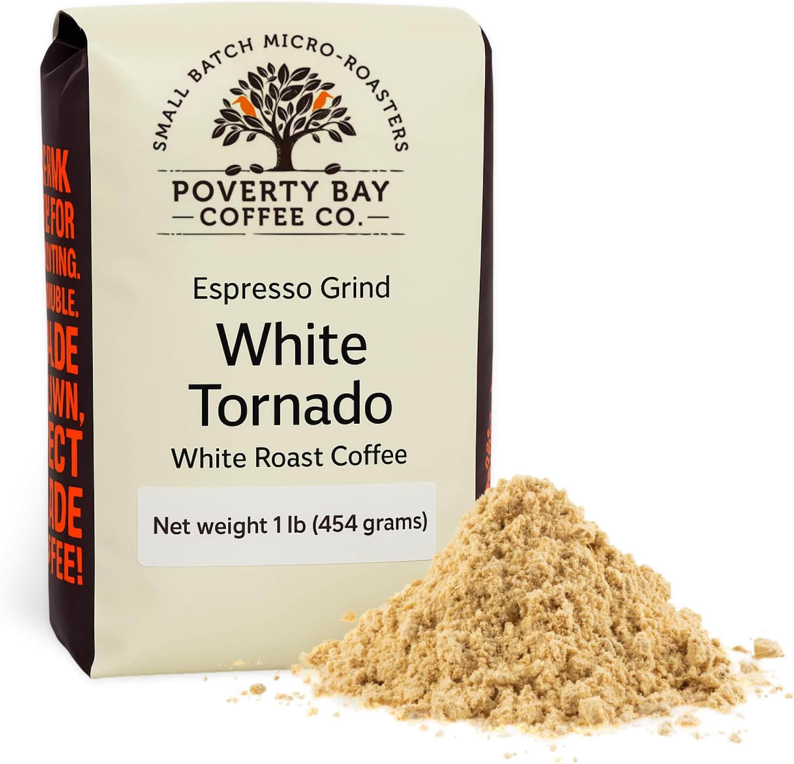 POVERTY BAY COFFEE CO. Poverty Bay White Tornado White Coffee Beans 1lb Bag White Roast Coffee Specal Grind