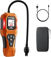 TopTes PT-356 Rechargeable Gas Leak Detector: 10" Gooseneck, 0-20% LEL, Triple Alarms, Dual Displays for Methane, Propane, Home & RV Safety