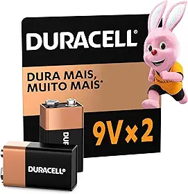 Duracell Bateria Alcalina 9V Com 2 Unidades – Ideal para Detectores de Fumaça e Microfones sem Fio