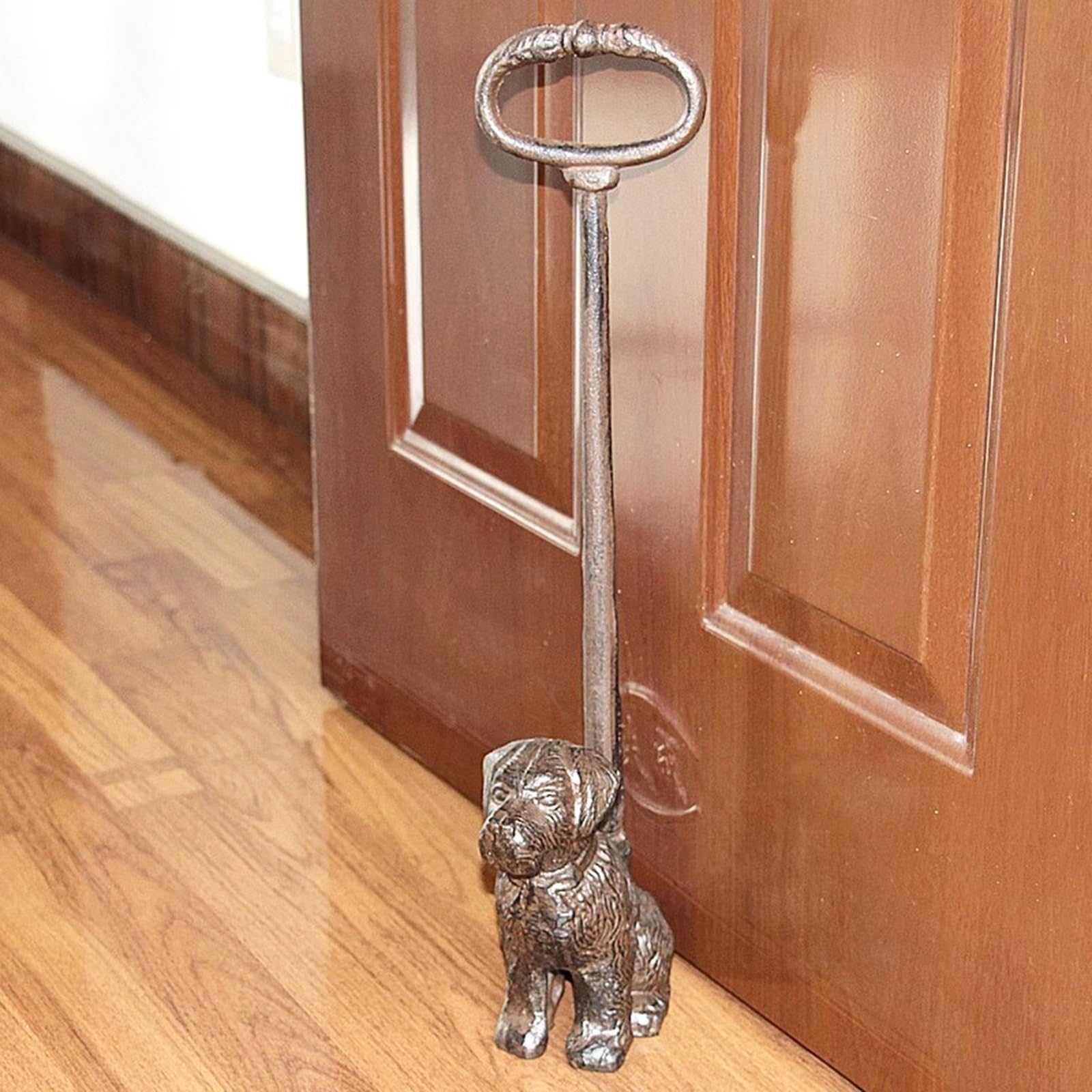 Tope de Puerta de Hierro Fundido 100% para Puertas Pesadas, 2,3Kg Tope De Puerta con Peso para Exteriores Patio Jardín Casa De Campo Altura 49,5cm