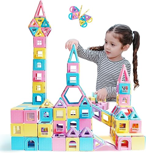 MAGBLOCK Bloques de construcción de azulejos magnéticos, regalo para niñas y niños de 3 a 8 años, juguetes educativos para niños y niñas