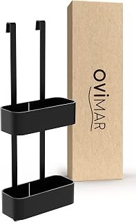 ovimar Duschablage Bleikoya in schwarz als Badezimmer Organizer ohne Bohren | 2 stöckiger Duschkorb zum Hängen als ideale Aufbewahrung fürs Bad | Badezimmer Organizer aus leichtem Aluminium