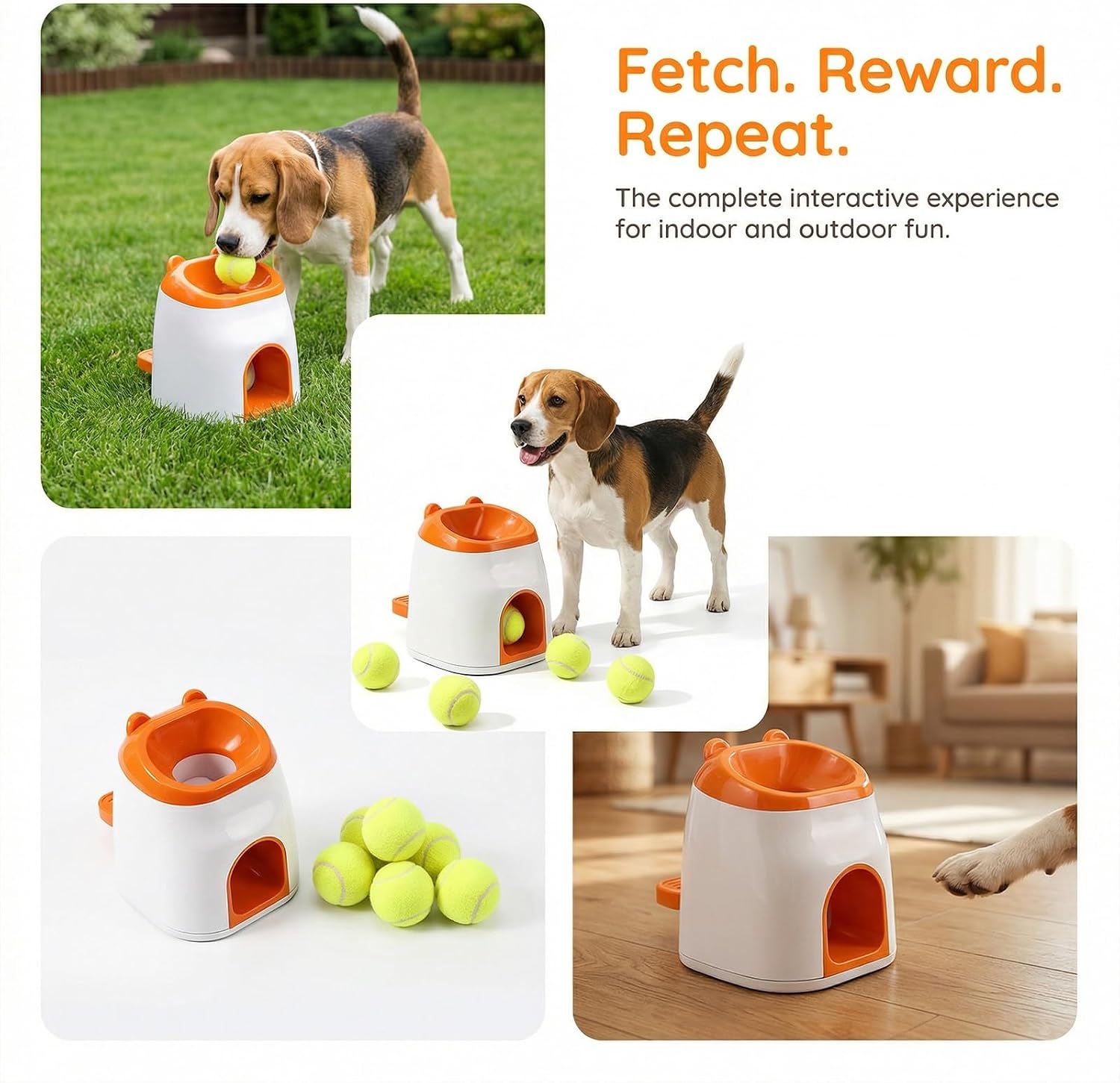 2-in-1 Automatic Tennis Ball Launcher for Dogs, No Battery Dog Ball Thrower Automatic Treat Dispenser, Interactive Indoor Ball Launcher for Small Dogs Puppy Mental Stimulation
