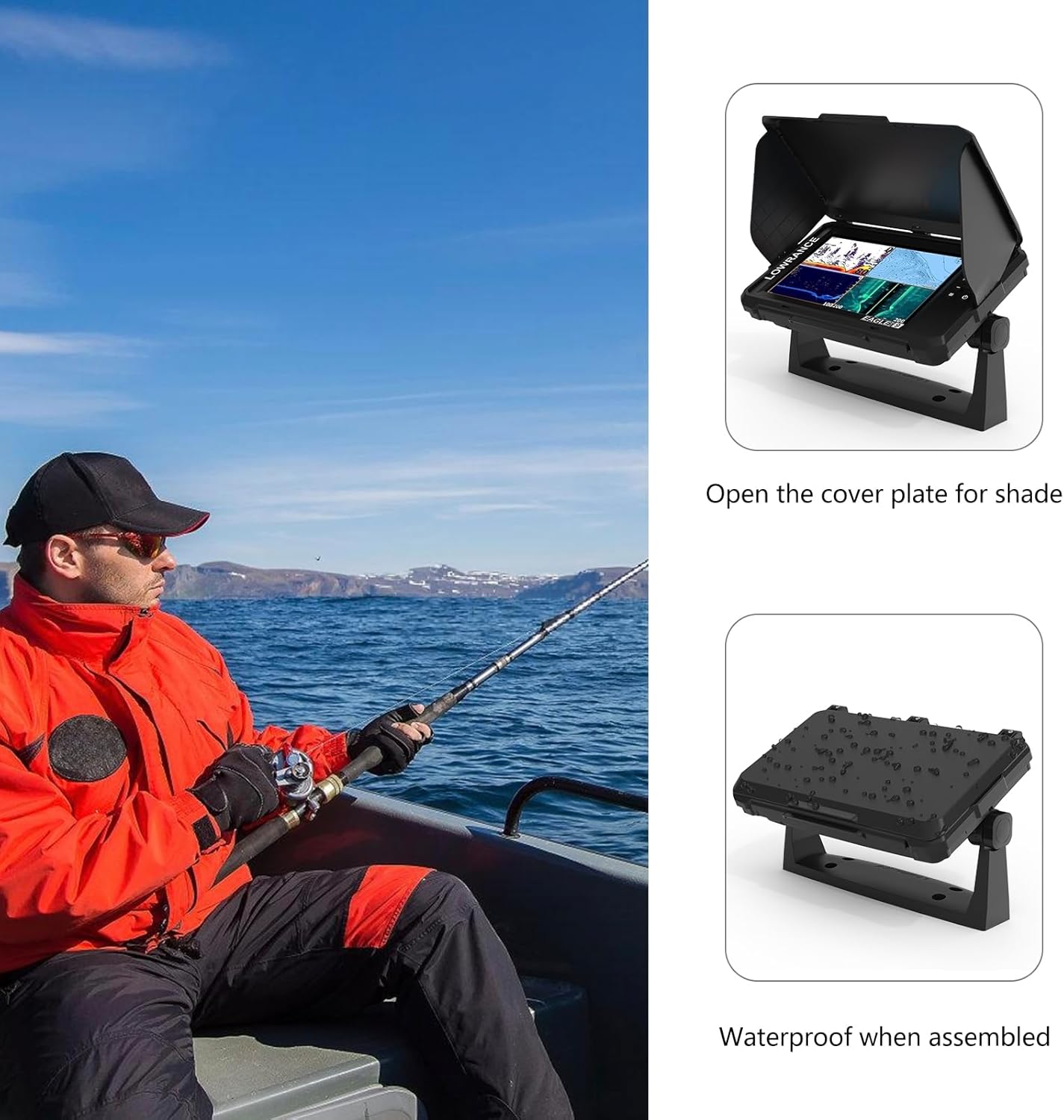 Foldable Sun Visor Cover for Lowrance Eagle Eye 9 and Eagle 9 Fishfinder Waterproof Protective Cover Anti-Glare Sun Shade