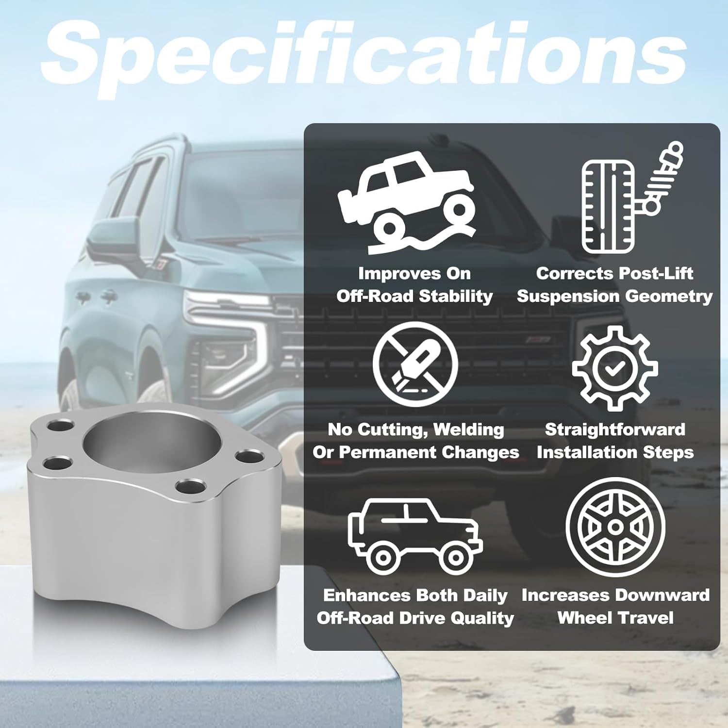 2" Ball Joint Spacers Complete Kit Compatible with Chevy Silverado 1500-3500 & GMC Sierra 1995-2024, Replaces K6292 6292 KR6292 MK6292 for Upper Control Arm Leveling