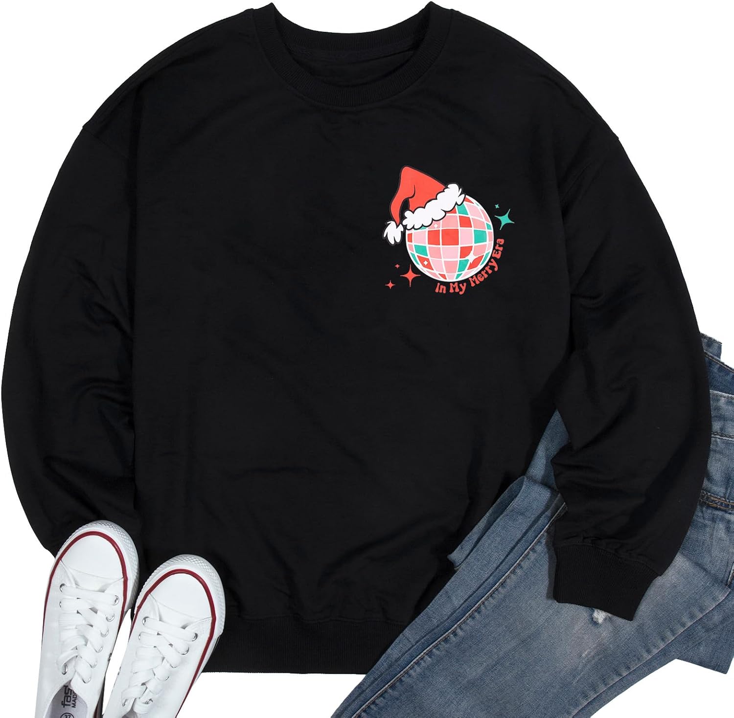 Women Spread Christmas Cheer Sweatshirt Christmas Elf Pullover Elf Hat Shirt Crewneck Embroidered Christmas Clothes - Image 4