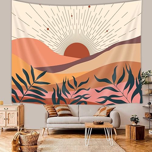 Vista 2 de Viajar Tapiz bohemio para colgar en la pared, estilo moderno de mediados de siglo, impresiones artísticas de pared contemporáneas para dormitorio