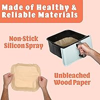 Vista 5 de Forros desechables para freidora de aire – Paquete de 125, papel pergamino antiadherente sin blanquear de 8 pulgadas, se adapta a cestas de 5-8