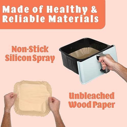 Miniatura 4 de Forros desechables para freidora de aire Paquete de 125, papel pergamino antiadherente sin blanquear de 8 pulgadas, se adapta a cestas de 5-8
