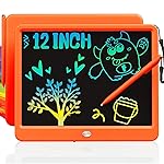 TEKFUN LCD Writing Tablet Doodle Board, 12inch Colorful Drawing Tablet Writing Pad, Kids Travel Essentials, Toddler Toys 5 6 7 8 Year Old Girls Boys (Orange)