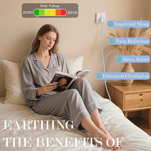 Miniatura 3 de Ali King Grounding Sheets - Sábanas de tamaño individual, algodón suave con fibra plateada, sábanas para mejorar la ansiedad del sueño (beige,