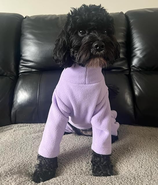 Foto 4 de 8 de Forro polar cálido de cuatro patas para perro, súper suave, resistente a la intemperie (lila, XXL)