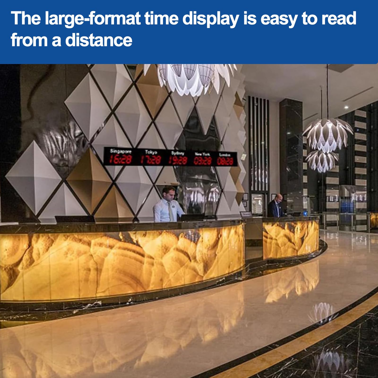MObyat Orologio di 4 Fusi Orari Mondiali, Orologio Digitale LED a più Fusi Orari in Lega di Alluminio, Design a Parete, Alta Luminosità, Formato 12/24 Ore, per Ufficio, Scuola E Hall Dell'hotel