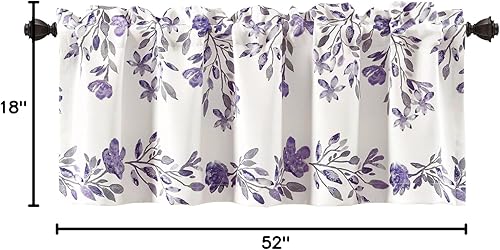Miniatura 8 de Lush Decor Tanisha - Cenefa para cortina de oscurecimiento de habitación, 18 pulgadas de largo x 52 pulgadas de ancho, morado y gris