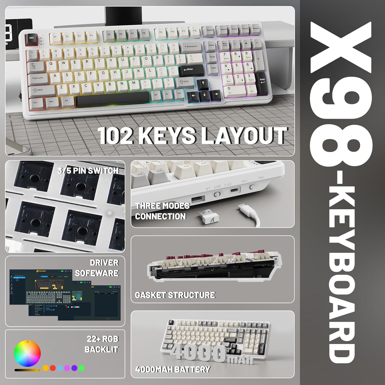ATTACK SHARK X98 Keyboard Features