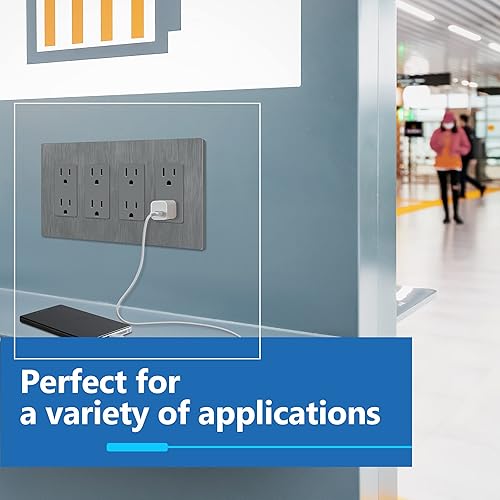 Miniatura 301 de LIDER - Cubierta decorativa de interruptor doble con acabado mate, placa de pared sin tornillos, tamaño mediano, 2 bandas, 4.88 x 4.92 pulgadas