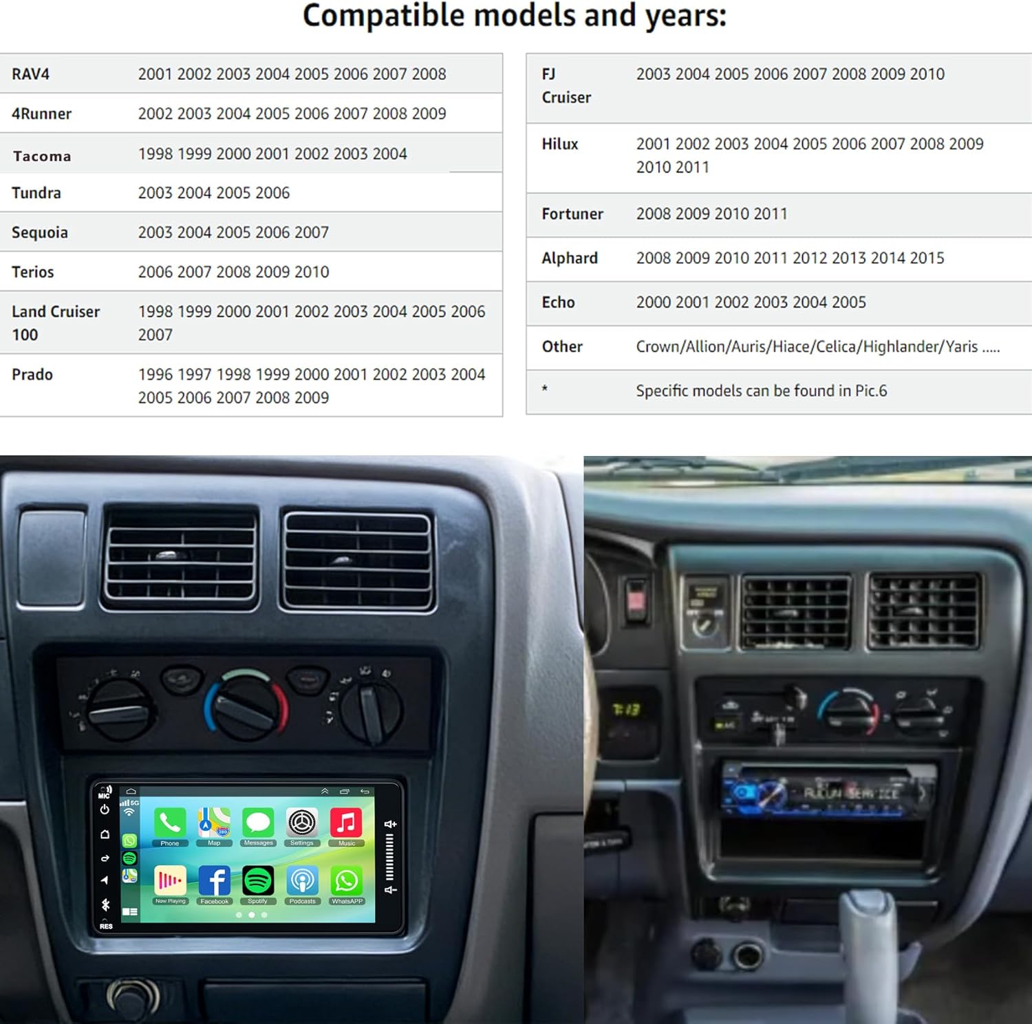 4GB RAM+64GB ROM Car Radio for Toyota Tacoma 1998-2004 Without J-B-L Sound System,Support Wireless Carplay&Android Auto/Mirror Link,7 Inch QLED Touch Screen for Tacoma Drivers