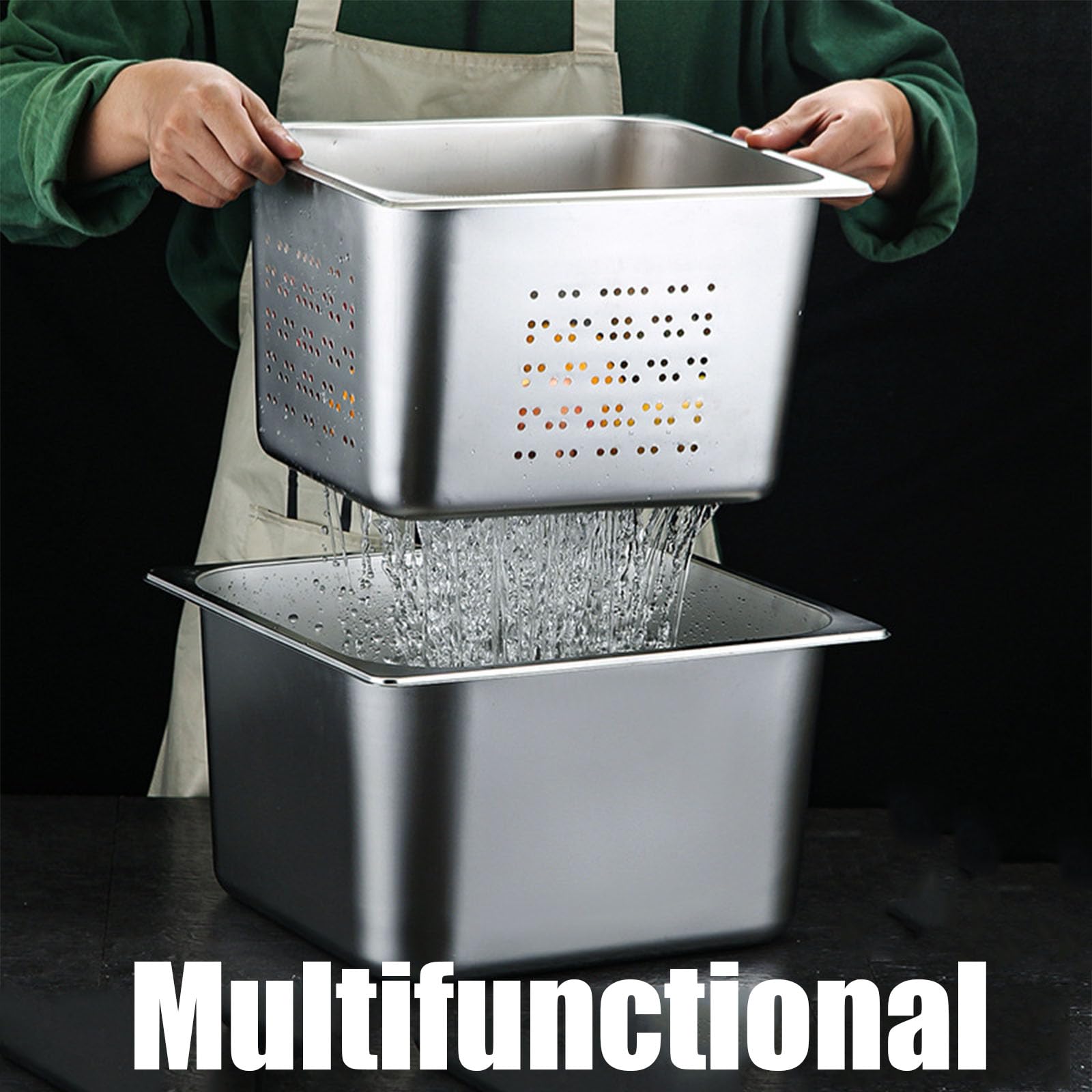 Amazon｜ホテルパン 穴あき ざる 食品グレードのステンレス角ざる