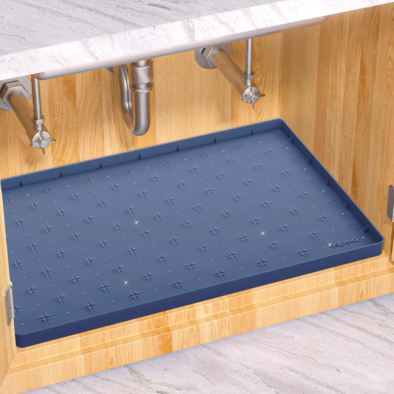 Sdpeia Under Sink Mat 31"×22" Waterproof Silicone Cabinet Liner & Sink Protector for Kitchen & Bathroom, Multi-Purpose Organizers Tray for Pets, Laundry, Cat Litter Mat