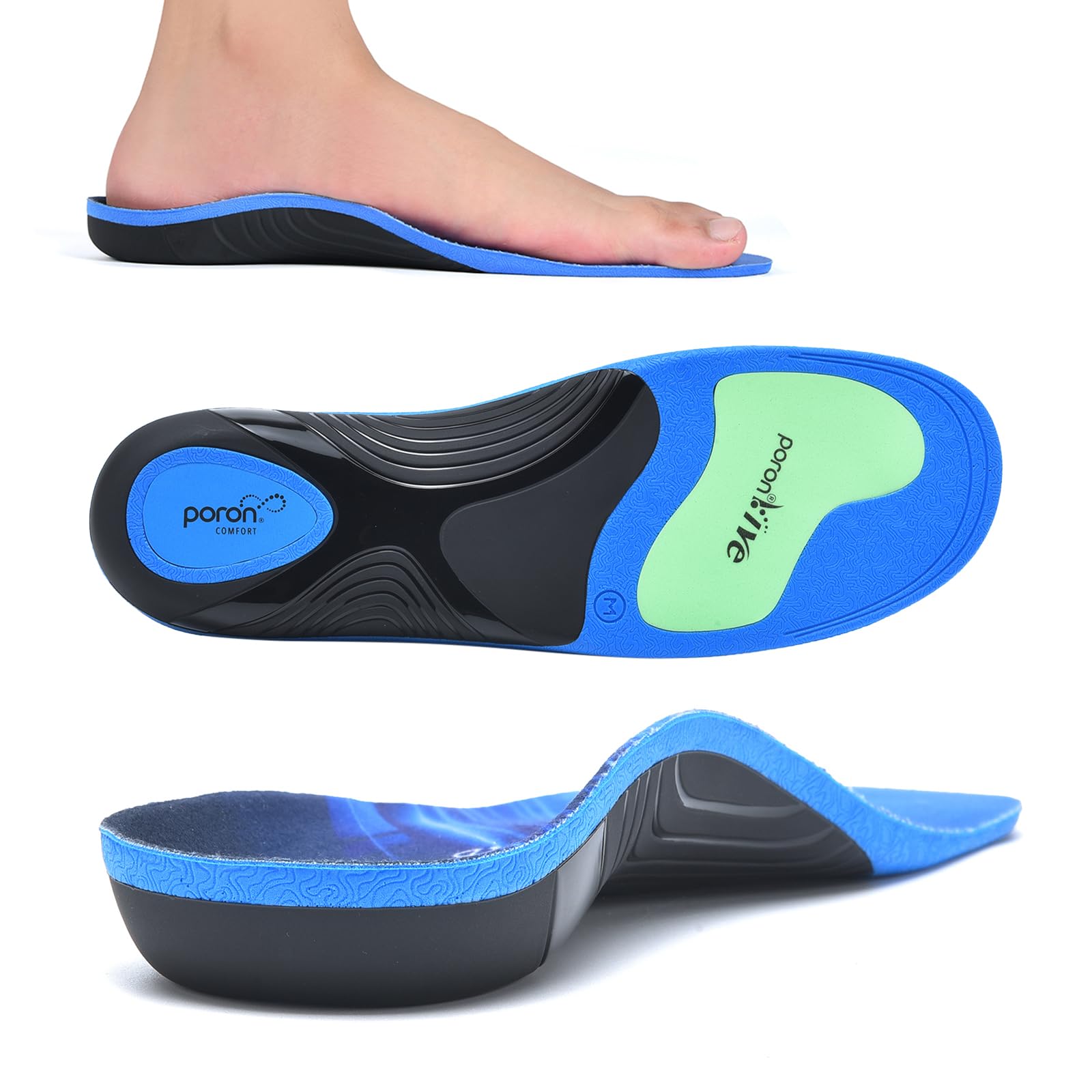 GemChve Orthopädische Einlegesohlen für Herren & Damen,Plantarfasziitis Schuheinlagen für Fersensporn,Fußschmerz,Plattfuß,Geeignet für Sport und Arbeitsschuhe Blue 43-44.5 EU