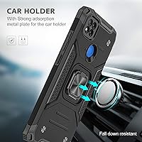 Vista 3 de Asuwish Funda de teléfono para Xiaomi Redmi 9C con protector de pantalla de vidrio templado y soporte de anillo, delgado híbrido protector móvil