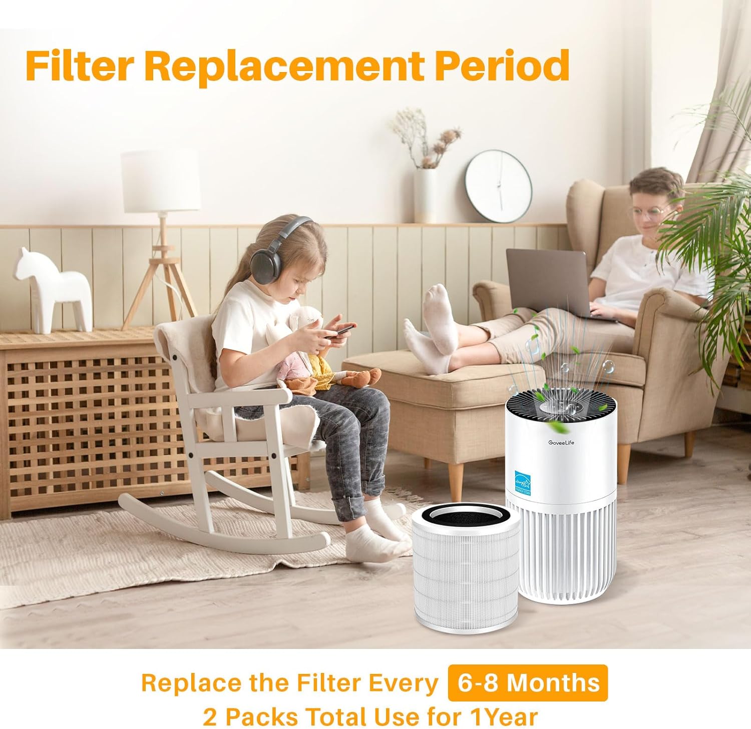 2 Pack H7126 Replacement Filters Compatible with Govee Air Purifier Filter, 3-Stage Air Filter Replacement for H7126 Fit for GoveeLife Air Purifier Filter, Replace Part to H7126-RF - Image 4