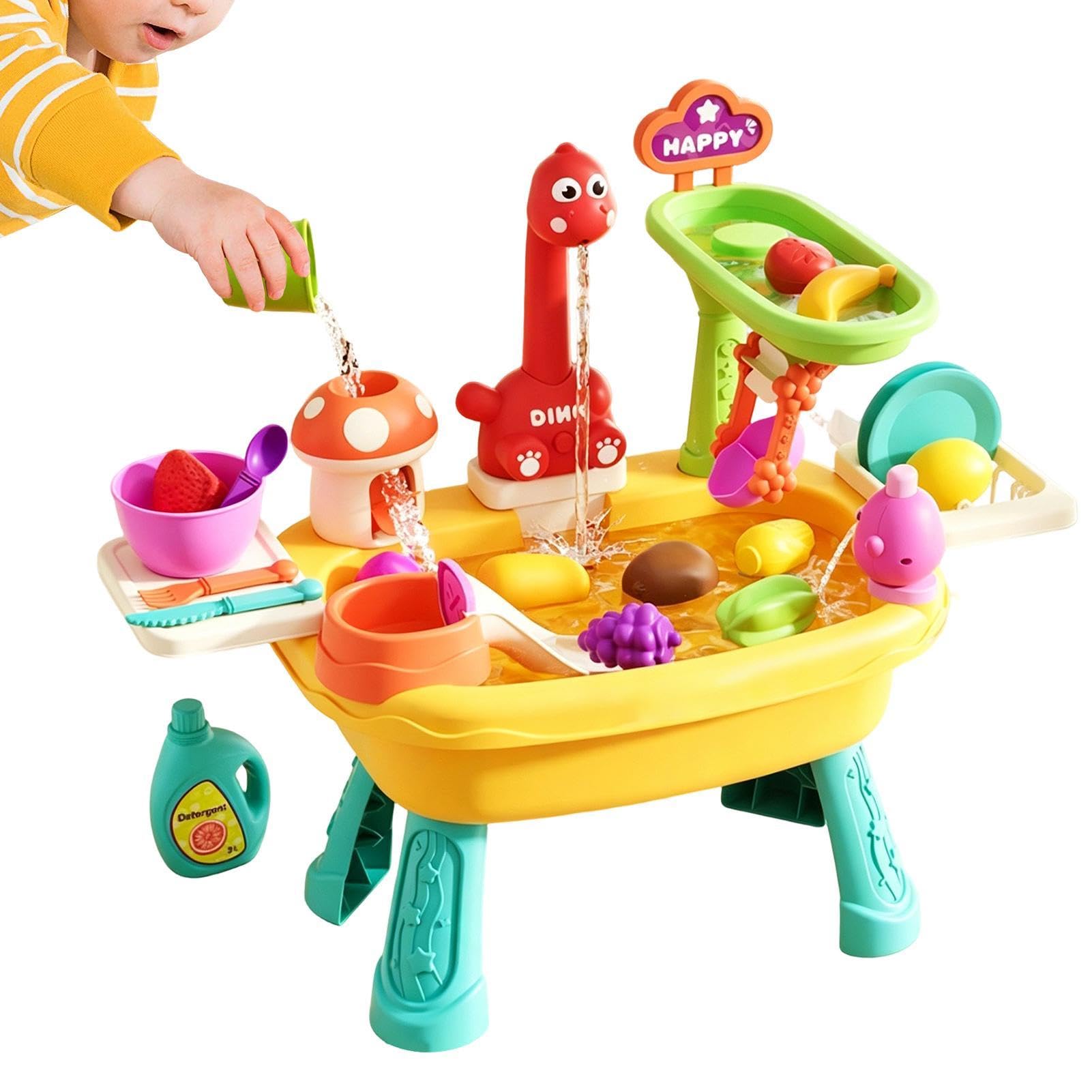 Generico Tavolo d'Acqua per Bambini, Rubinetto Dinosauro Cibo Giocattolo Giochi Estate, Sensoriale con Acqua Corrente, per Bambini 3+ Anni, Prescolari, Spiaggia, Giardino, Piscina, Sviluppo Cog