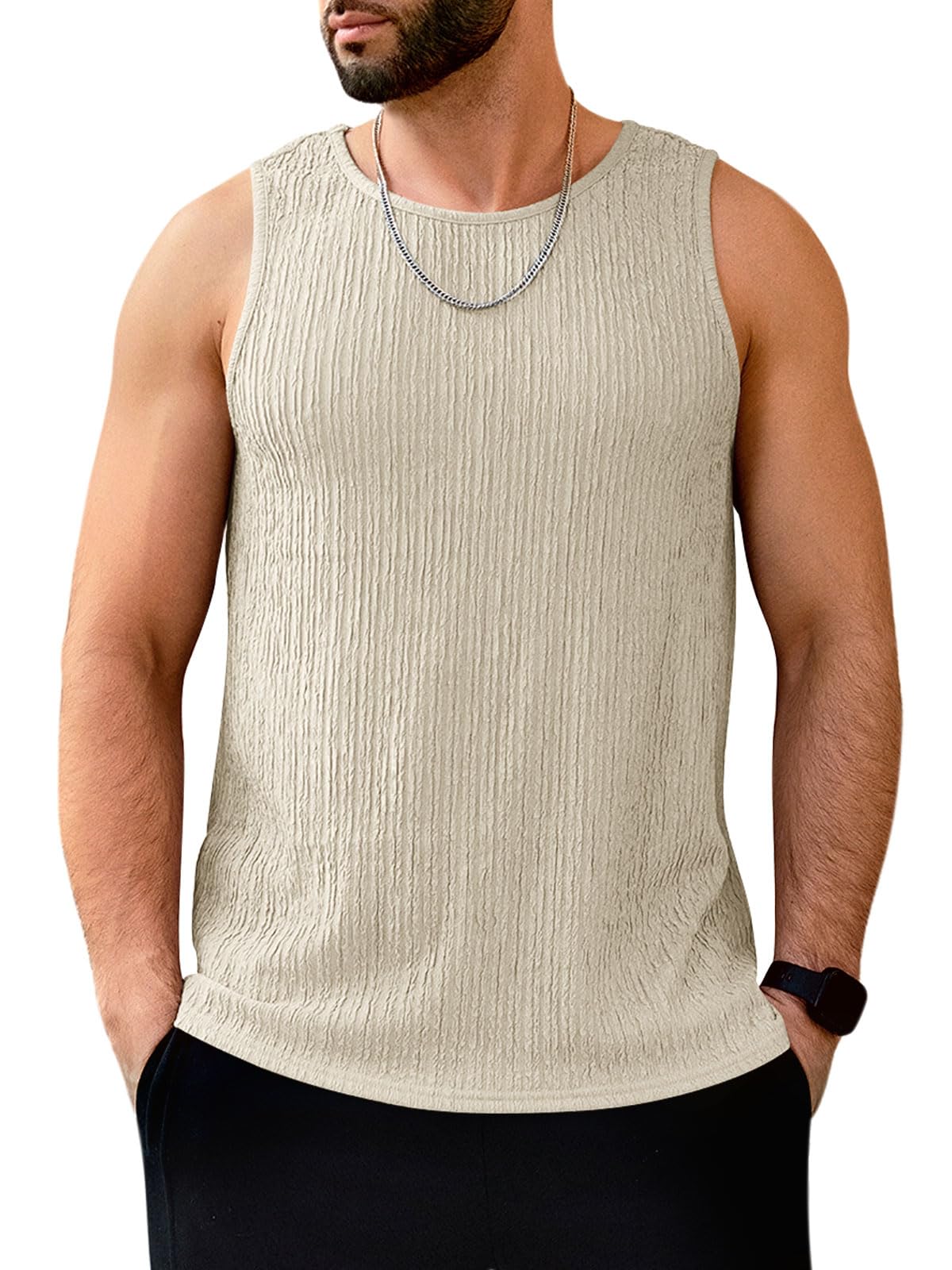 FITMENS Men's Tank Tops Summer Sleeveless T Shirt Casual Ribbed Knit Muscle Basic Tee Shirts