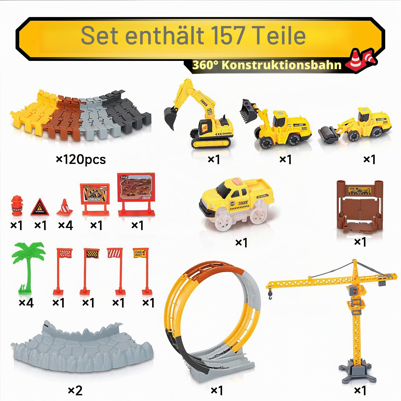 Autorennbahn ab 4 5 6 7 8 Jahre, Flexibles DIY Gleis-Set – Ansicht 4