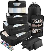 Veken 10 Set/8 Set Packing Cubes for Travel Essentials, Suitcase Organizer Bags in 4 Sizes, Carry-On Luggage Accessories with Large Laundry & Toiletry Bag, Must-Have for Airplane, Road Trip & Camping