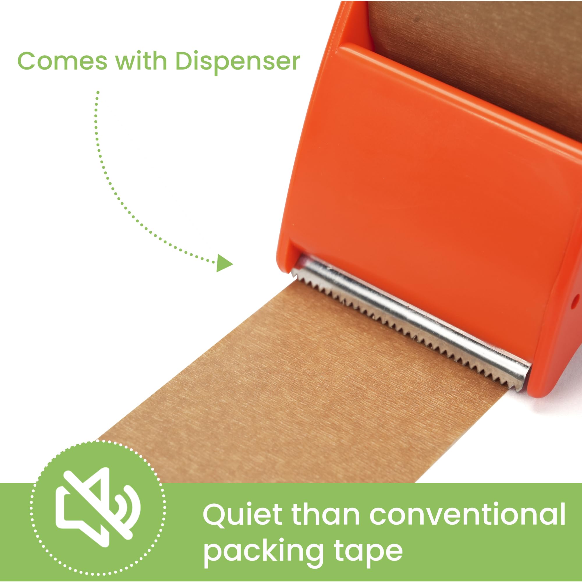 TAPEBEAR 24 Rollos Cinta de Embalaje de Papel Kraft Ecológica - Con Dispensador, 5cm x 50m, Biodegradable, Reciclable, Autoadhesiva para Mudanzas, Envíos y Sellado