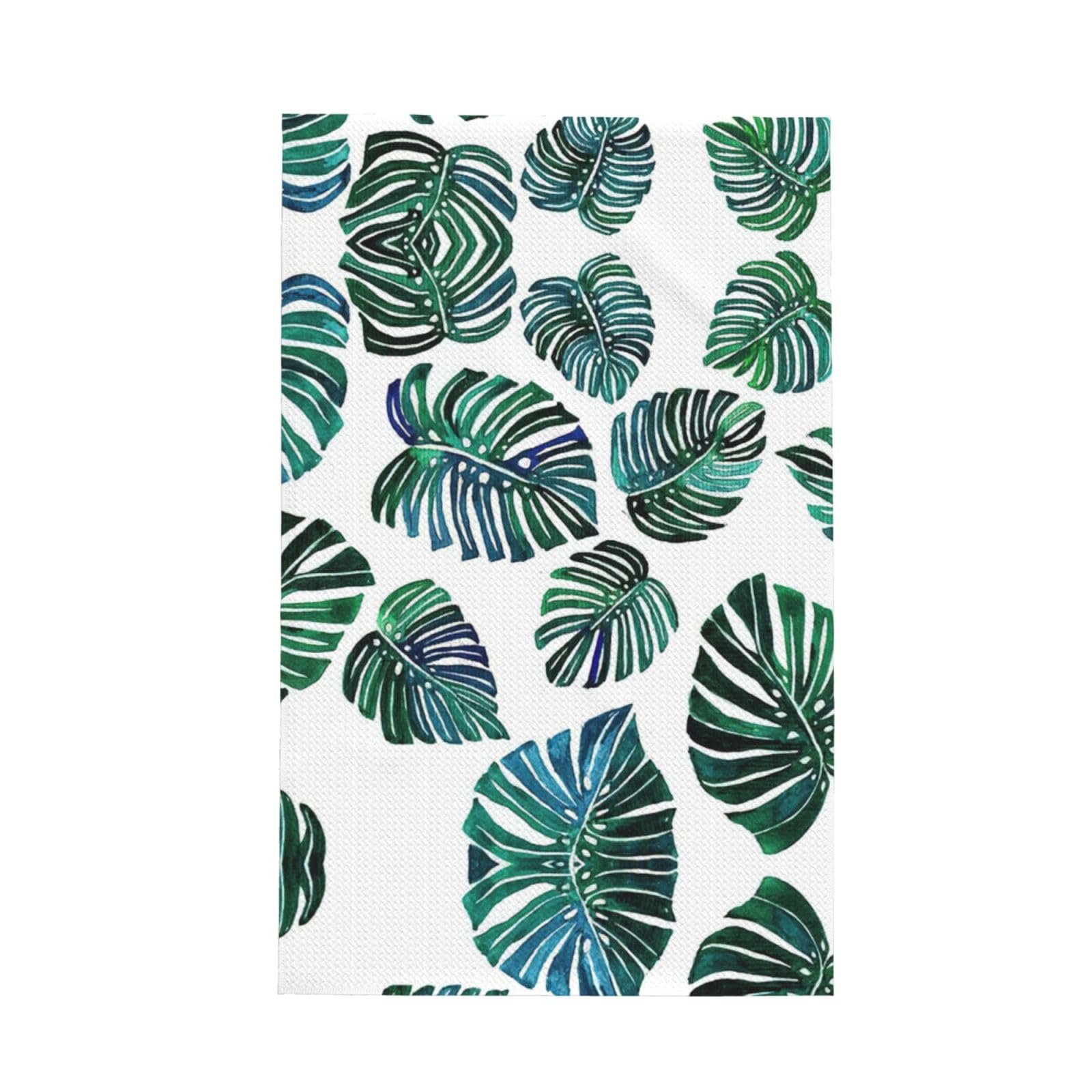 XXahnbm Banana Leaves Print Waffle Kitchen Towel,Absorbent Hand Towel