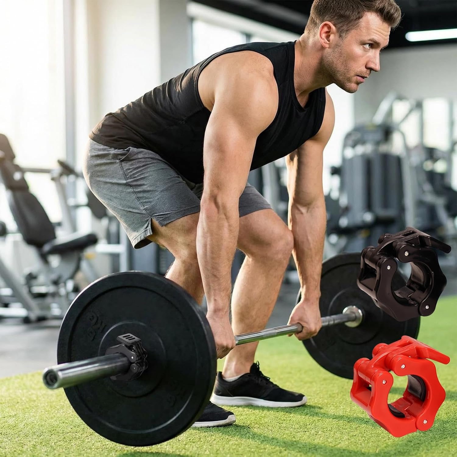 4 Pack Dumbbell Barbell Clamps 1.2 inch, Exercise Collars Quick Release Weight Bar Collars, Secure Locking Barbell Clips for Weightlifting, Workout, Strength Training & Fitness Accessories (Red)