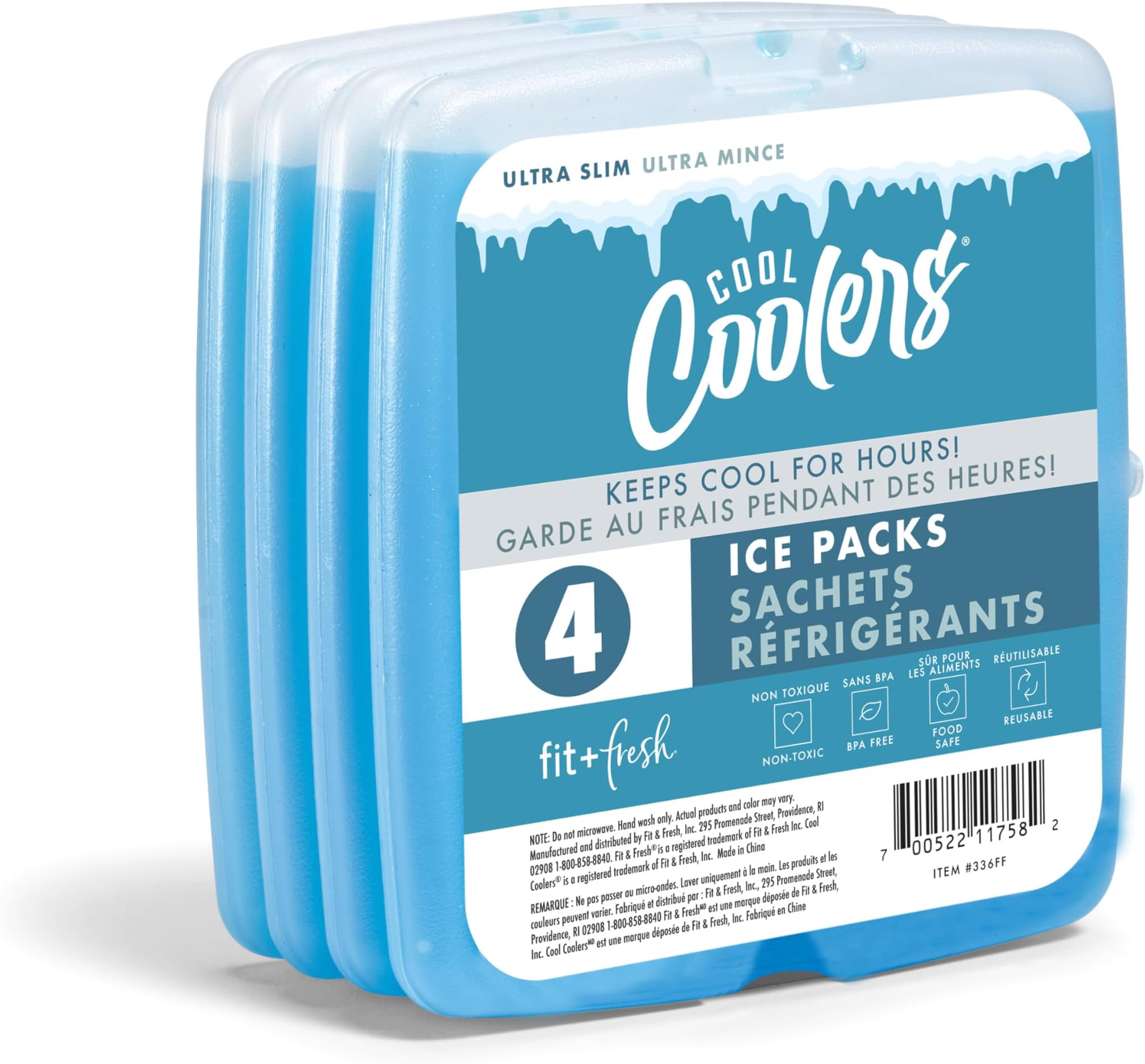 Fit & Fresh Cool Coolers Ice Pack, 4 pack, Blue