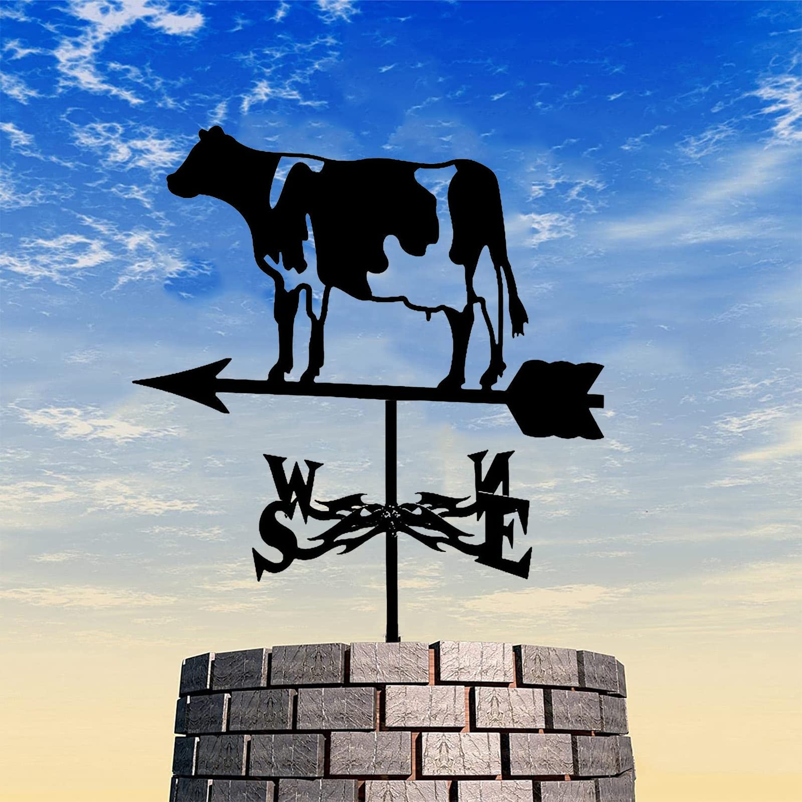 ANCNA Girouette Vaches Ornement Girouette pour Montage sur Toit Extérieur Ferme Scène Jardin Pieu Girouette Indicateur de Direction du Vent avec Revêtement Antirouille