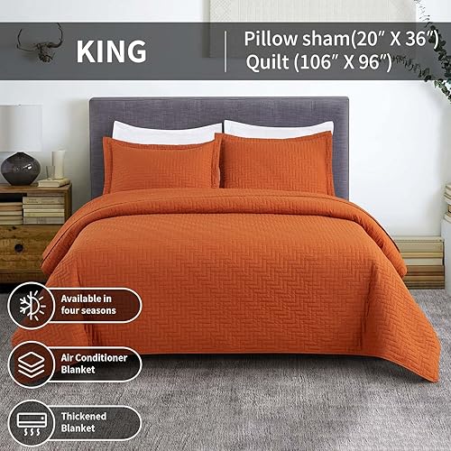 Miniatura 2 de Hygge Hush - Juego de colcha para verano, estilo moderno y grande, apta para todas las estaciones, patrón de cuadrados, caramelo, matrimonial,