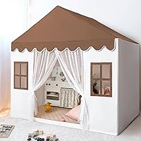 Avrsol Kids Large Play Tent with Padded Mat - Indoor Outdoor Playhouse for Toddlers Boys Girls, Imaginative Birthday Gift (Brown)