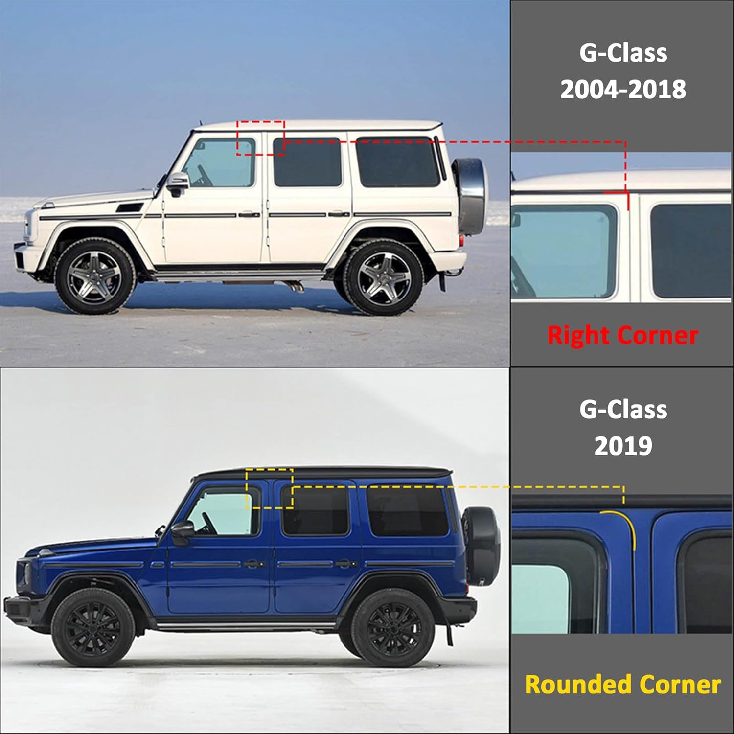 Side Window Deflectors for Mercedes Benz G Class W463 2004-2019 – Self-Adhesive Wind and Rain Guards, Easy Installation, Improved Airflow, Reduced Glare(Size:MK1-W463-1 2004-2018 - Set of 4)