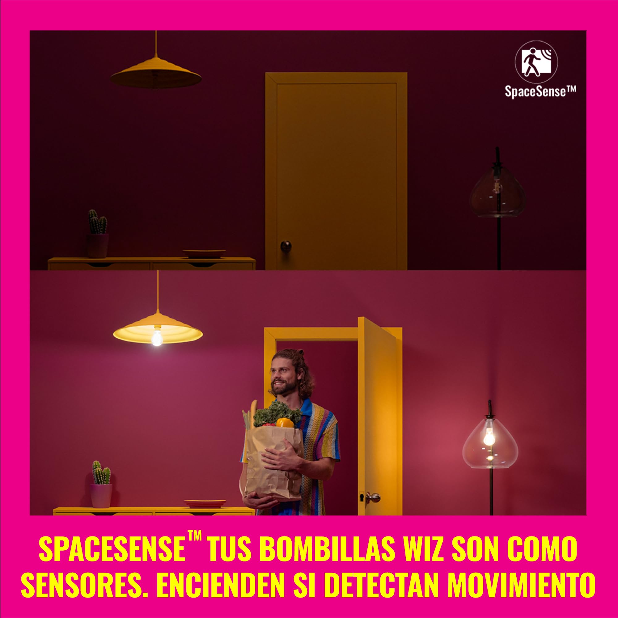 WiZ - Bombilla LED inteligente, E27, clase A (ahorro de energía), conécta via Wi-Fi, tecnologia SpaceSense y Matter, compatible con Alexa