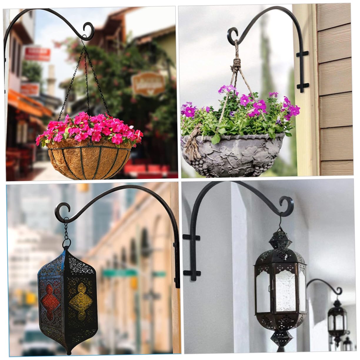 Blumenkorbhaken 2 Stück Eisen Wandhalterung für Garten und Flure Schwarz