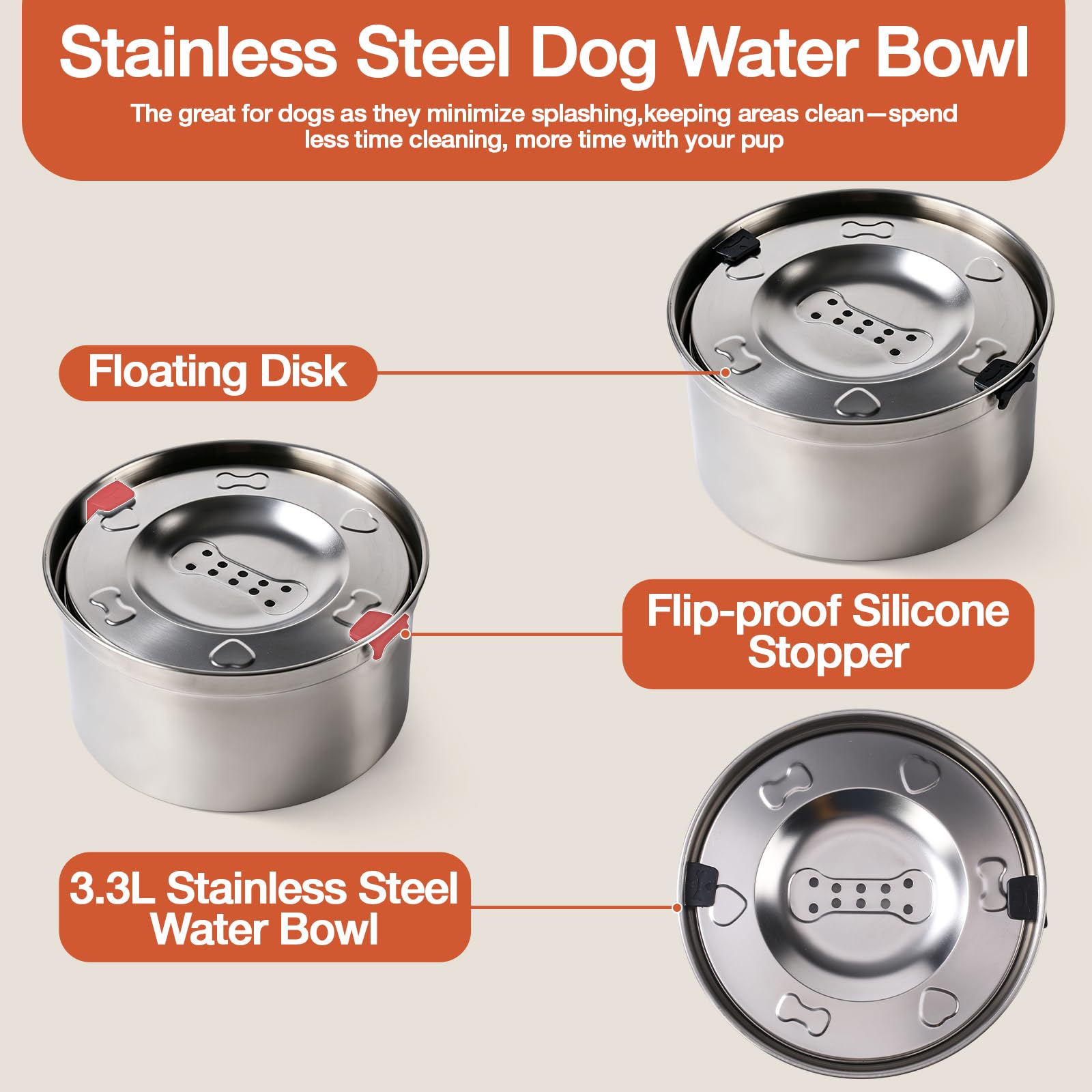 Confezione da 2 supporti per ciotole per cani con set di ciotole per alimentazione e acqua, supporto rialzato regolabile in altezza e larghezza, alimentatore per cani rialzato da 2,5 l e ciotola