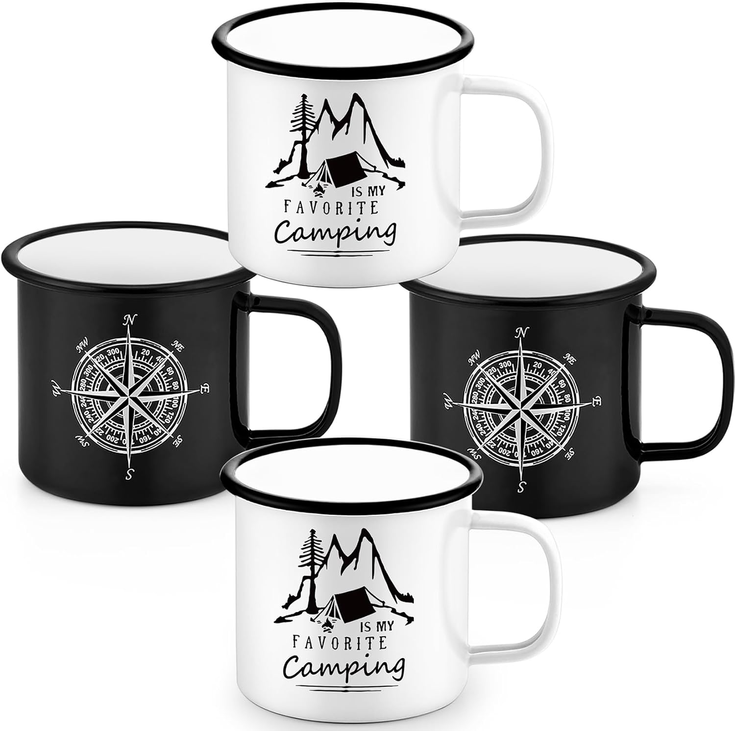 Joyfair Enamel Mug Set of 4, 16 OZ/ 455 ML Vintage Camping