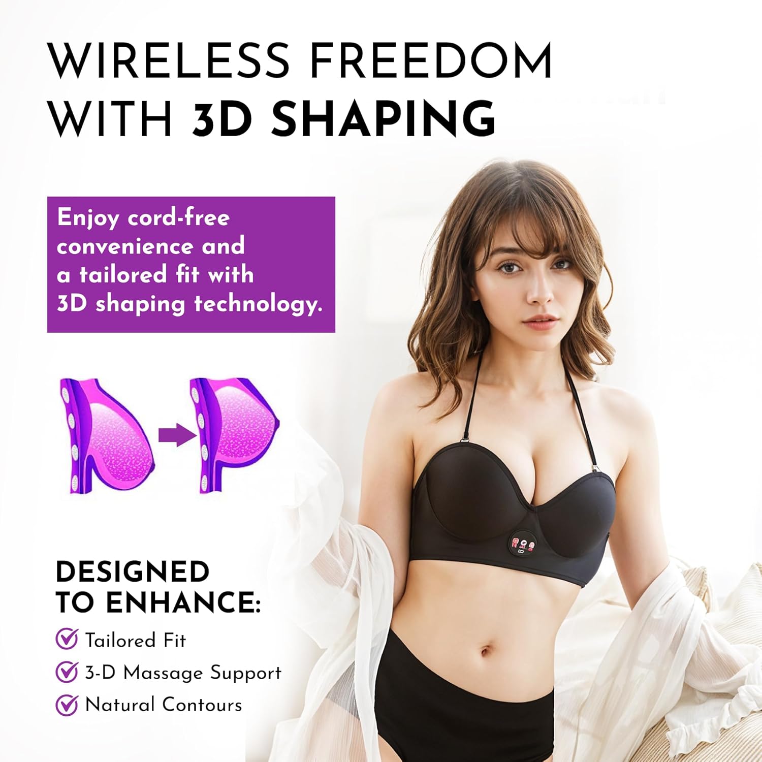 Breast Enhancement Heated Bra Massager - USB Rechargeable Electric Vibrating Bigger Bust Enlargement Growth Stimulator - Image 4