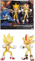 JAKKS Pacific Sonic The Hedgehog Light Up Super Sonic & Super Shadow Action Figure Set