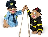 Vista 9 de Melissa & Doug - Paquete de marionetas, oficial de policía y bomberos