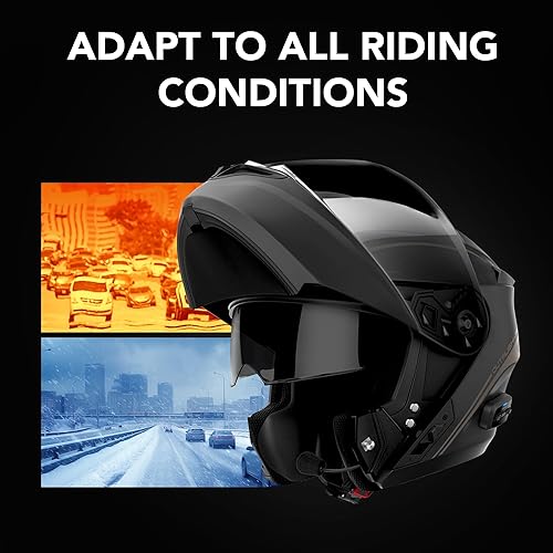 Miniatura 4 de Sena Outrush R - Casco modular de motocicleta con Bluetooth con sistema de intercomunicación (negro mate, XXL)