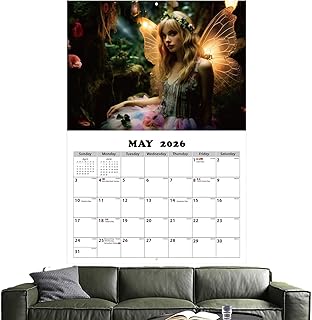フェアリーズカレンダー 壁用 2026年 | フェアリープリンセス 2026 計画カレンダー | ホームファンタジーアート デイリープランナー オーガナイザー キッチン リビングルーム 書斎 オフィス 寮 アパートの装飾