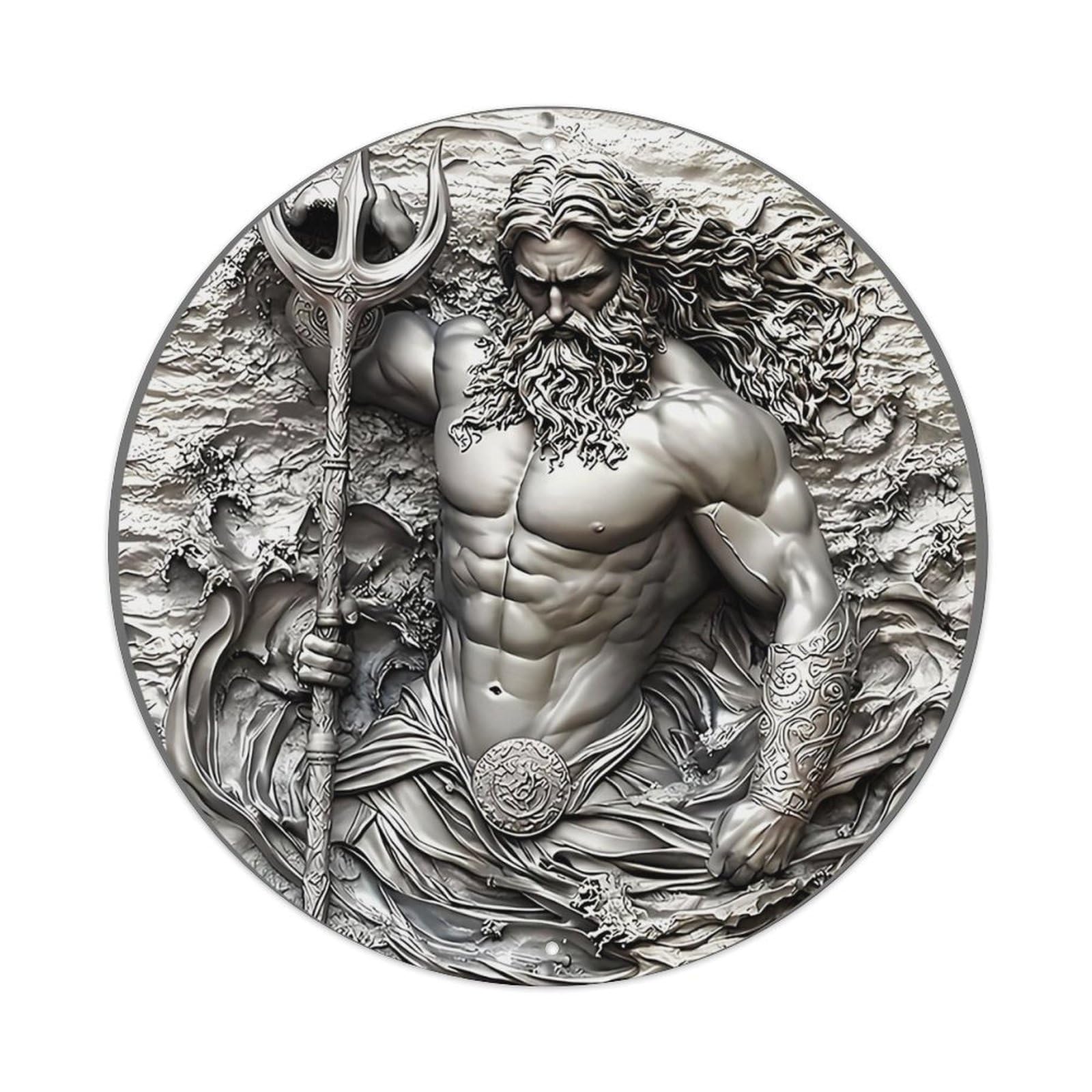 Jdyansheng Vintage God Of The Sea Tin Sign Metal Poster Metal Signs For Home Man Cave Bar Cafe Kitchen Laundry Room Wall Decorations 8X8 Inches
