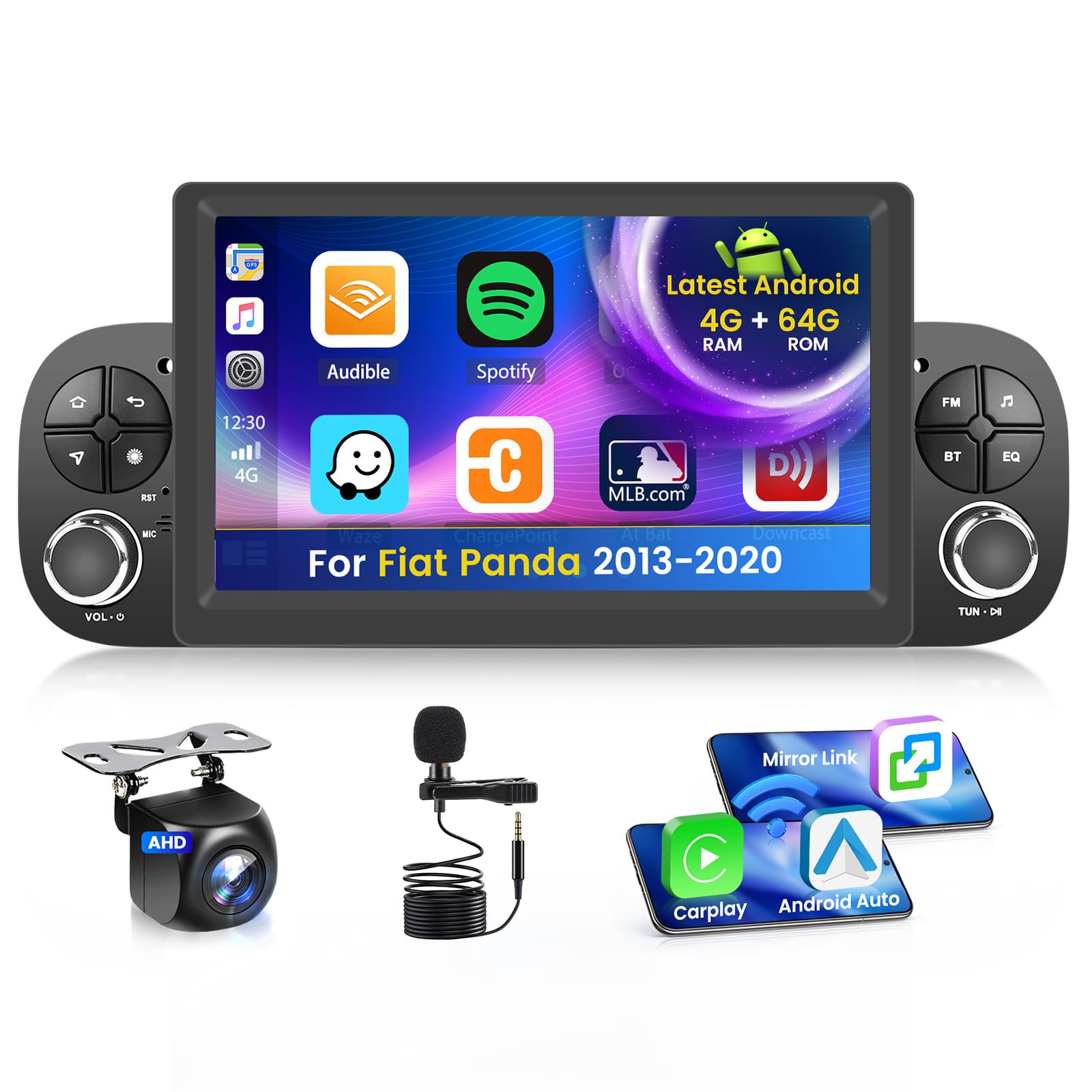 Inefala 4+64G 7'' Android 15 Autoradio per Fiat Panda 2013-2020